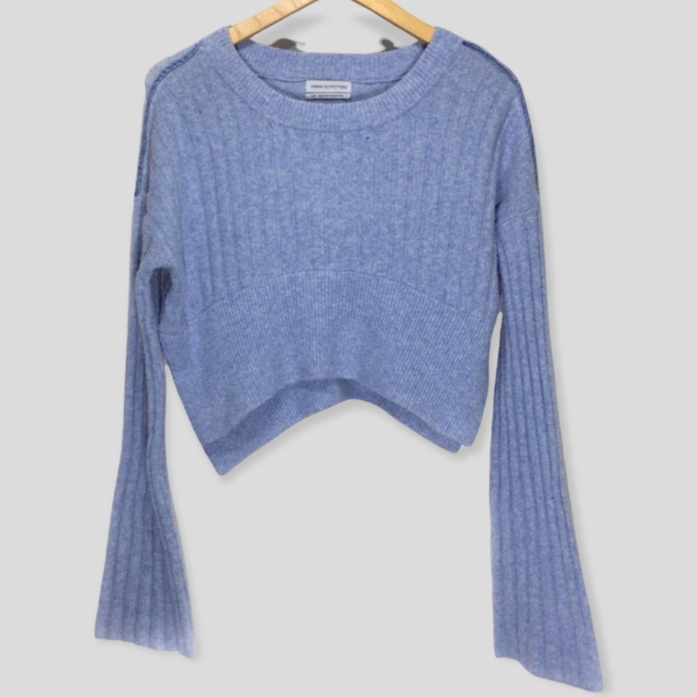Urban Outfitters Blue Cropped Sweater Wide Bell Sleeve Sz S-P Blue Women’s